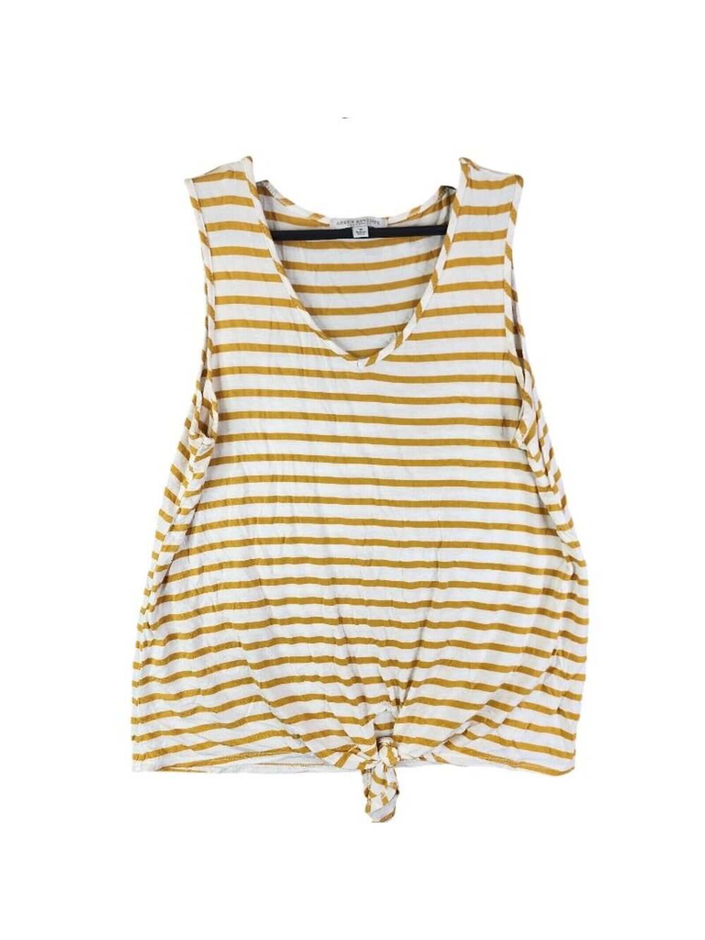 Womens Green Envelope Yellow White Striped Knotted Tie Sleeveless Tank Top M